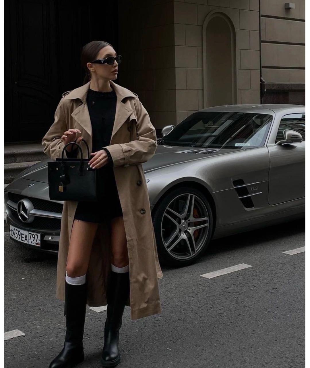 SAINT LAURENT Черная кожаная сумка тоут, фото 4