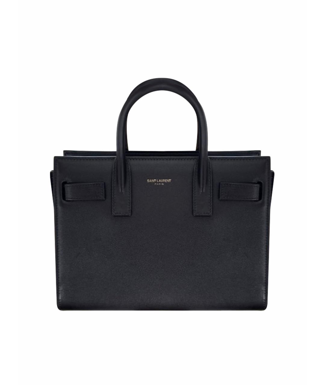 SAINT LAURENT Черная кожаная сумка тоут, фото 1
