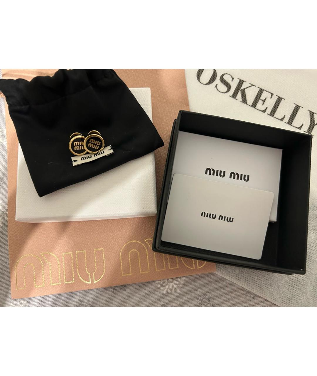 MIU MIU Черные металлические серьги, фото 4