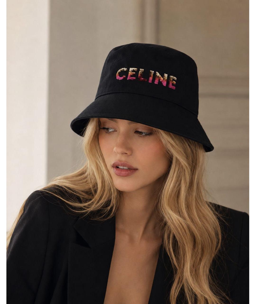CELINE Черная хлопковая панама, фото 6