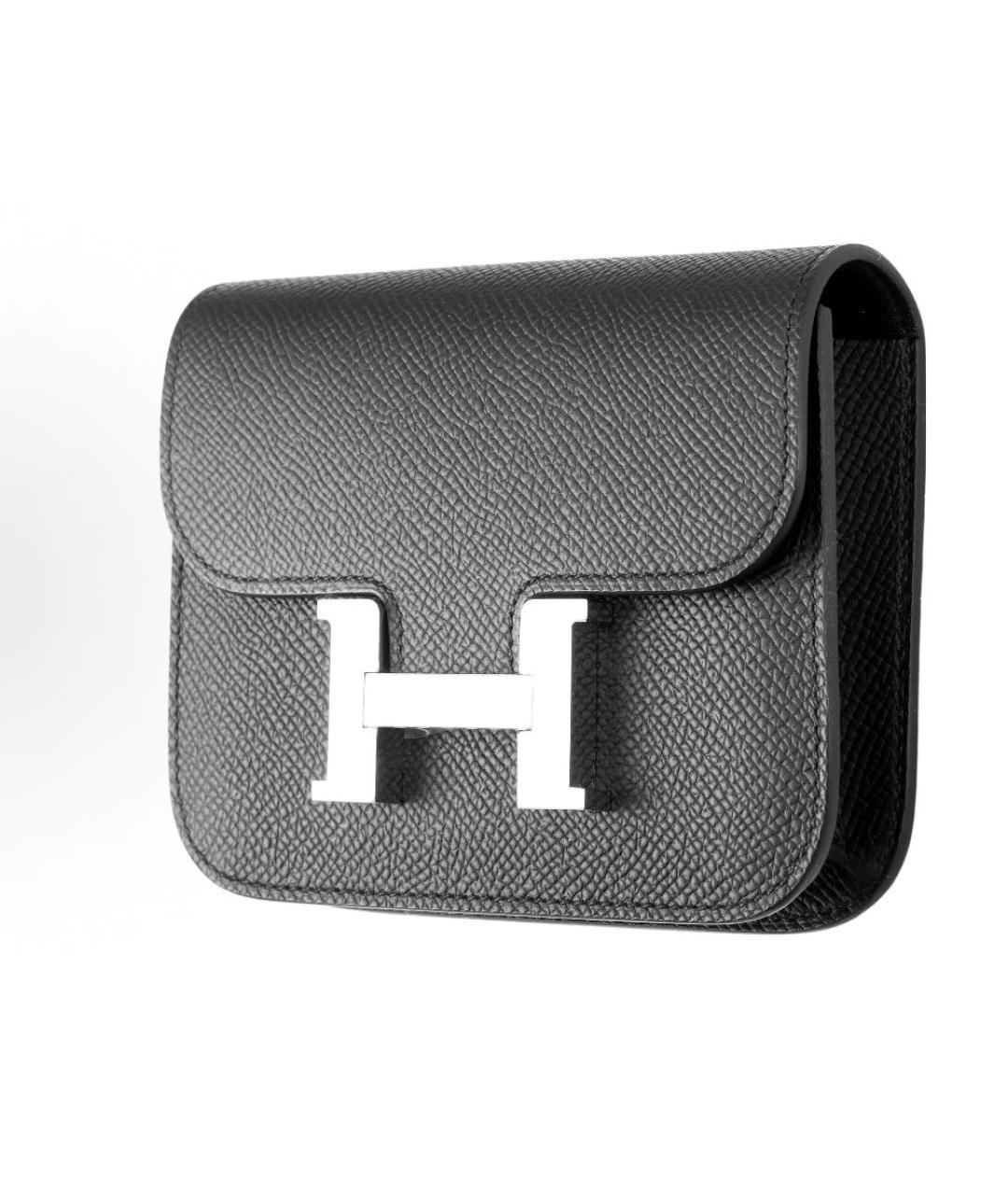 HERMES Антрацитовая кожаная поясная сумка, фото 2