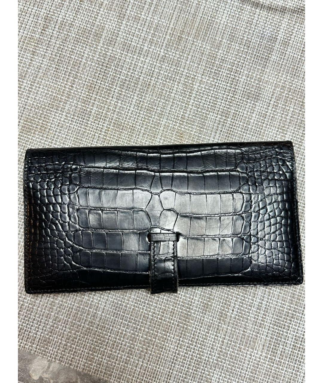 HERMES Черный кошелек из экзотической кожи, фото 7