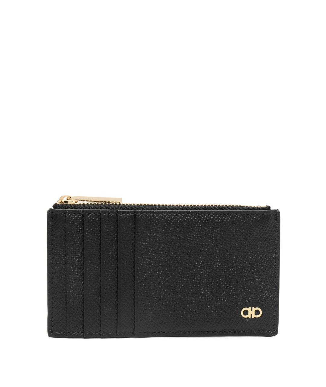 FERRAGAMO Черный кожаный кошелек, фото 1