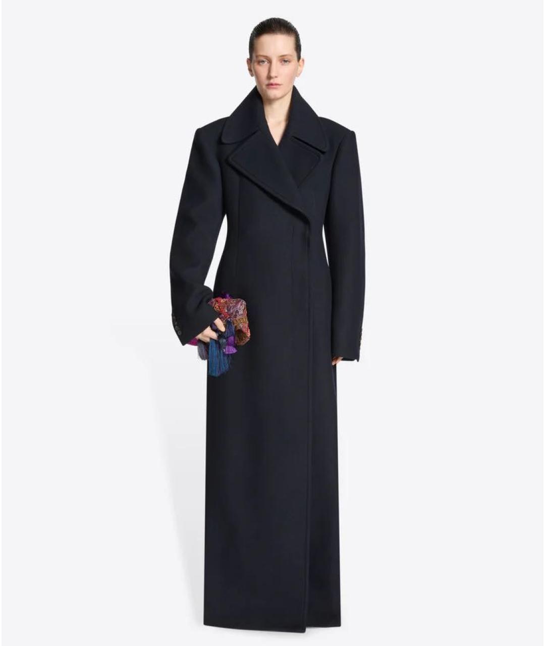 DRIES VAN NOTEN Темно-синее шерстяное пальто, фото 2