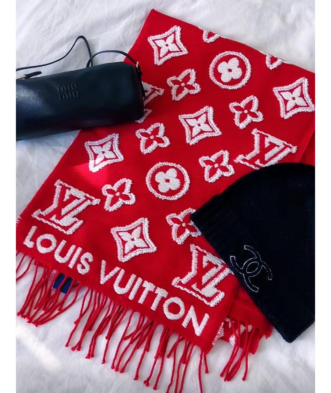 LOUIS VUITTON Красный шерстяной шарф, фото 3
