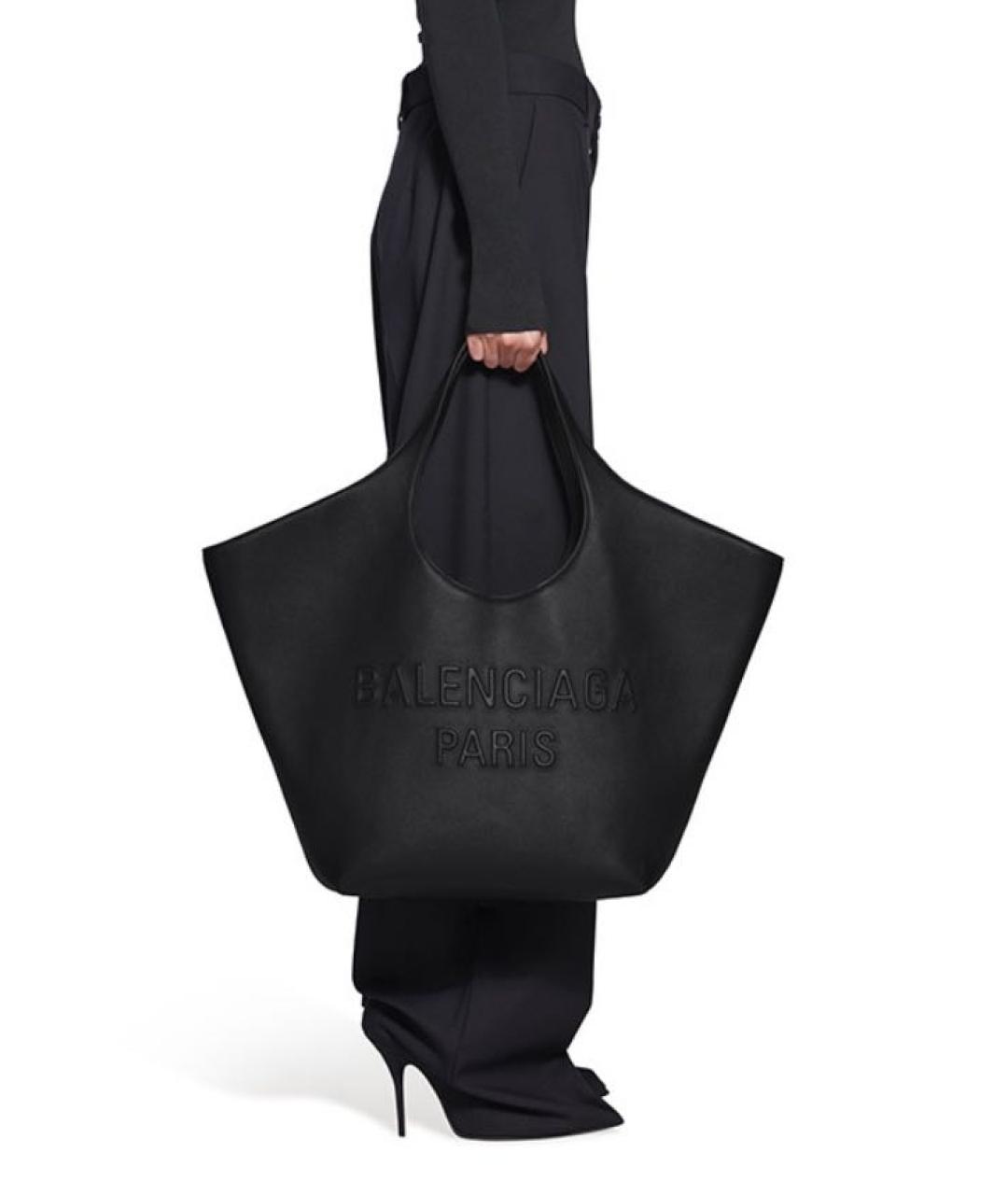 BALENCIAGA Черная кожаная сумка тоут, фото 6