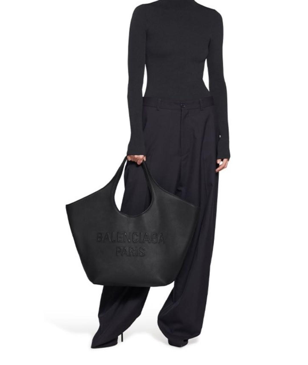 BALENCIAGA Черная кожаная сумка тоут, фото 7