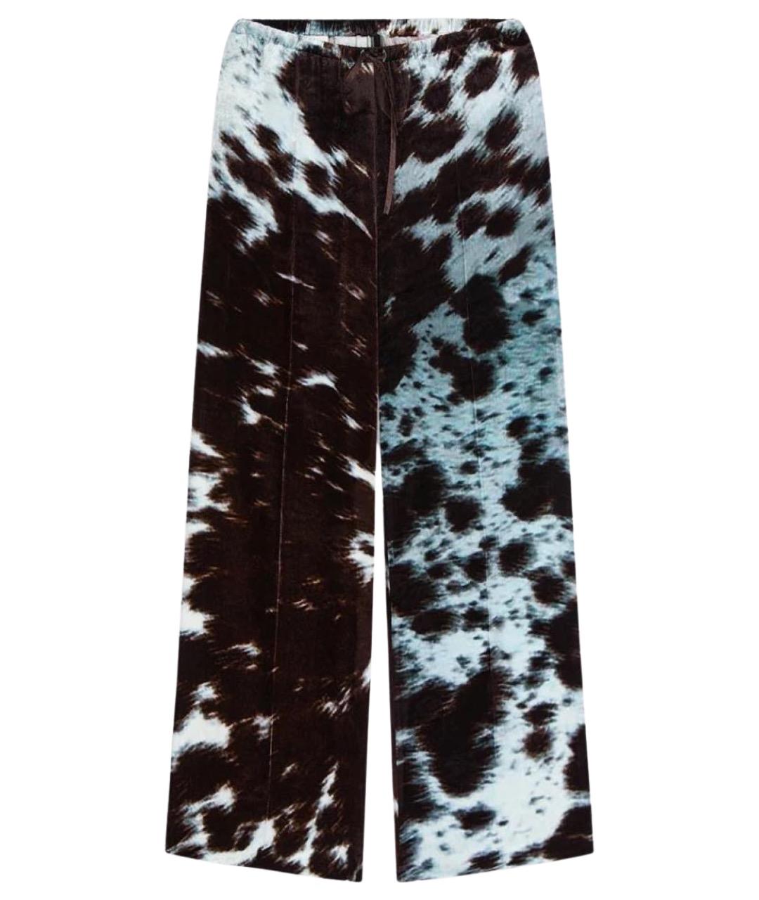 DRIES VAN NOTEN Коричневые вискозные прямые брюки, фото 1