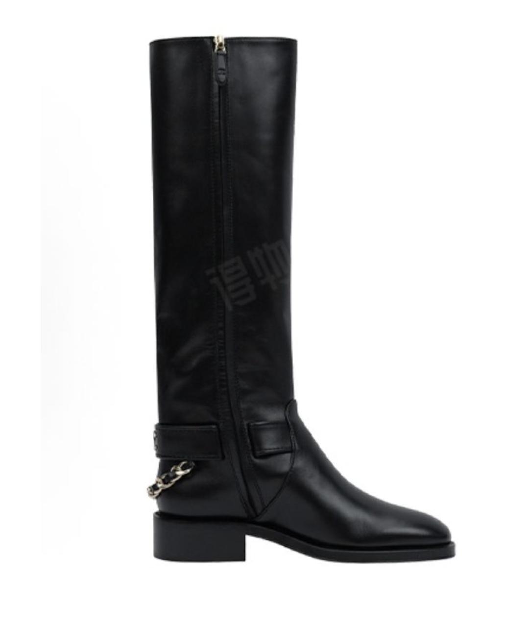 CHANEL Черные кожаные сапоги, фото 4