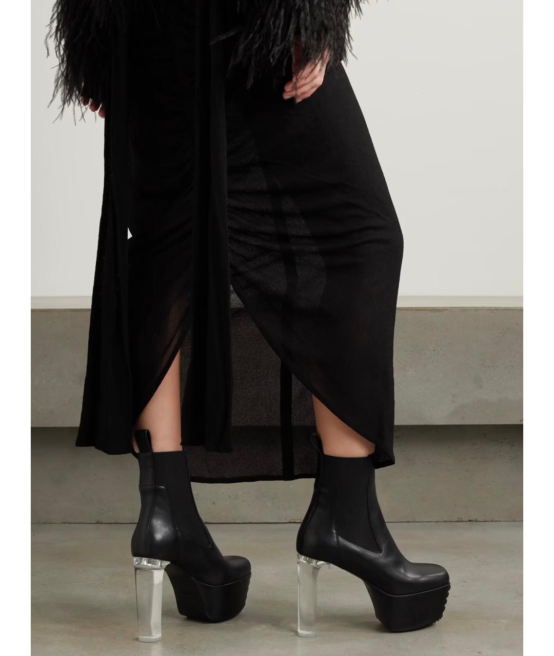 RICK OWENS Черные кожаные ботильоны, фото 4