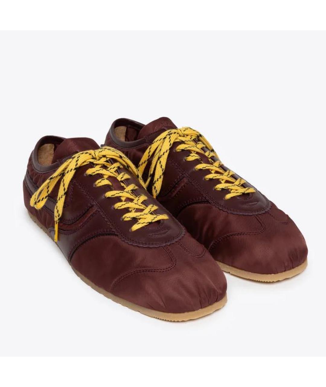 DRIES VAN NOTEN Бордовые текстильные кроссовки, фото 3