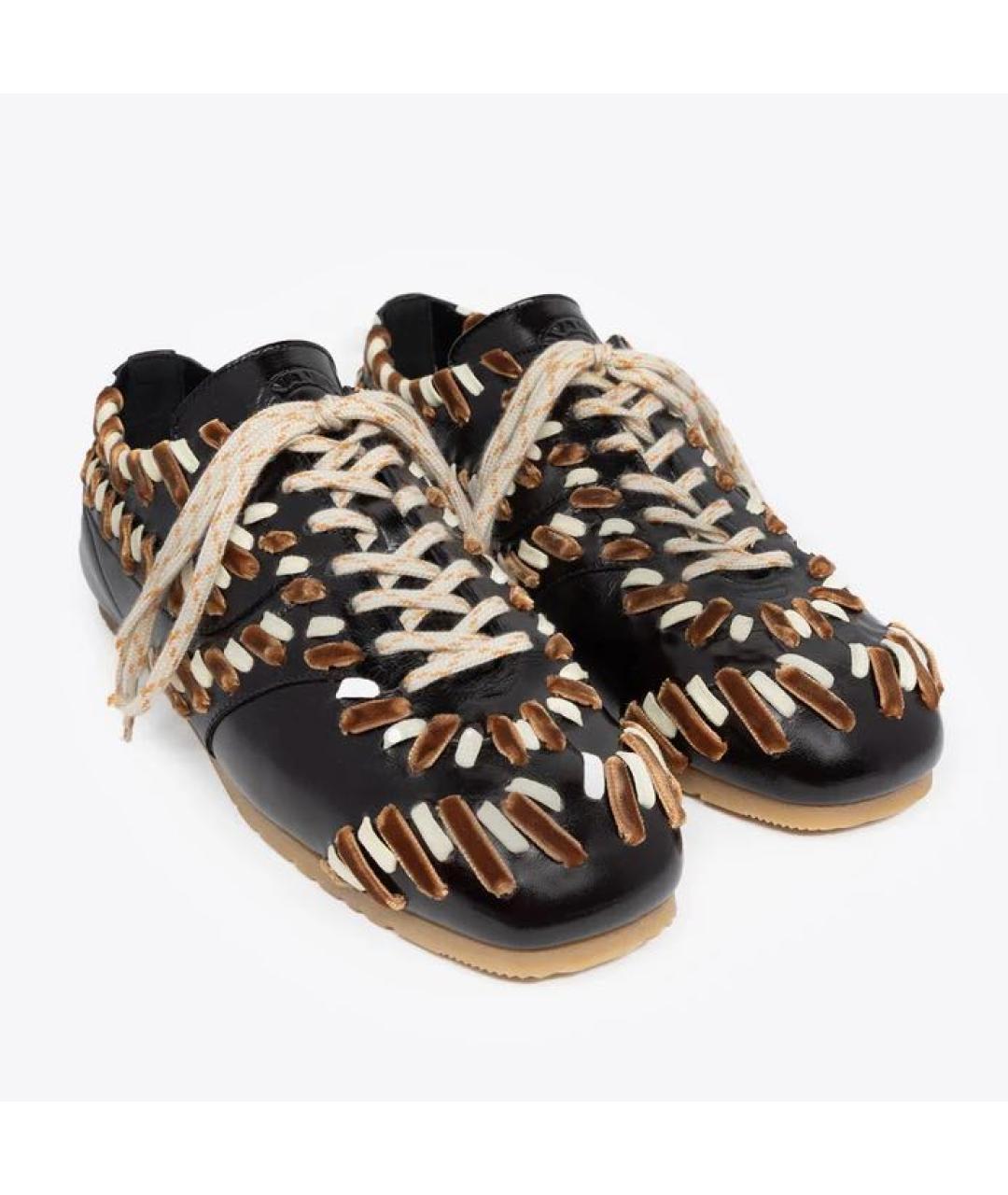 DRIES VAN NOTEN Коричневые кожаные кроссовки, фото 3