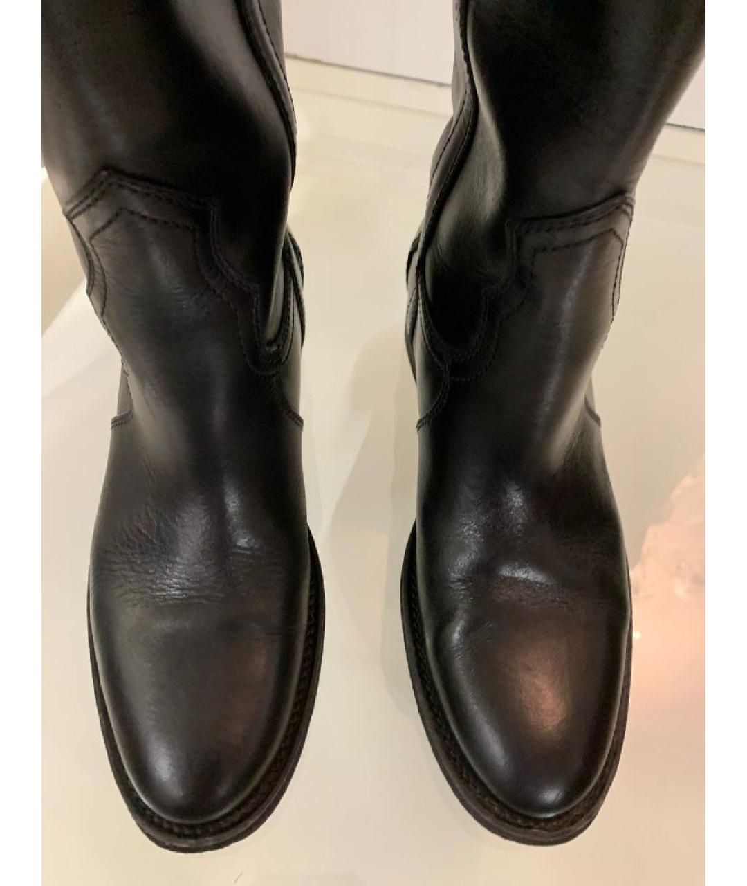 SAINT LAURENT Черные кожаные сапоги, фото 3