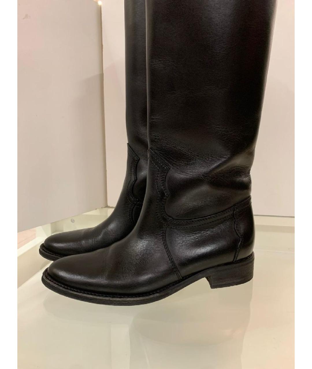 SAINT LAURENT Черные кожаные сапоги, фото 6