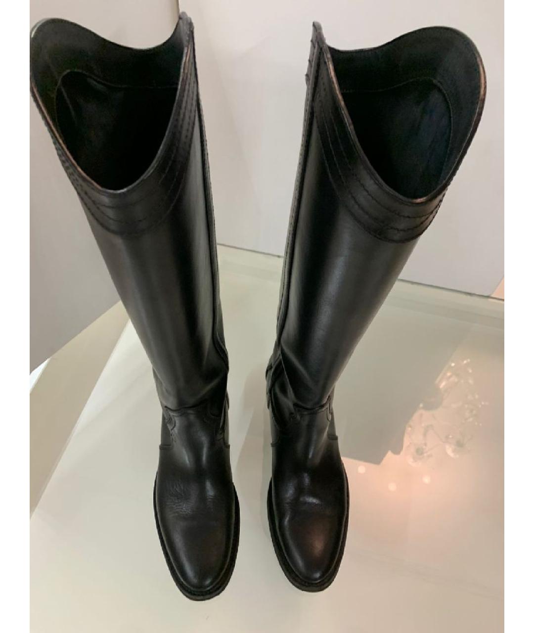 SAINT LAURENT Черные кожаные сапоги, фото 2