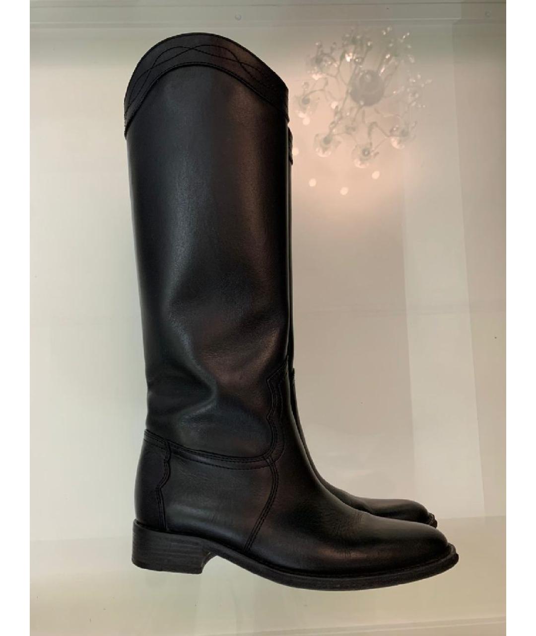SAINT LAURENT Черные кожаные сапоги, фото 10