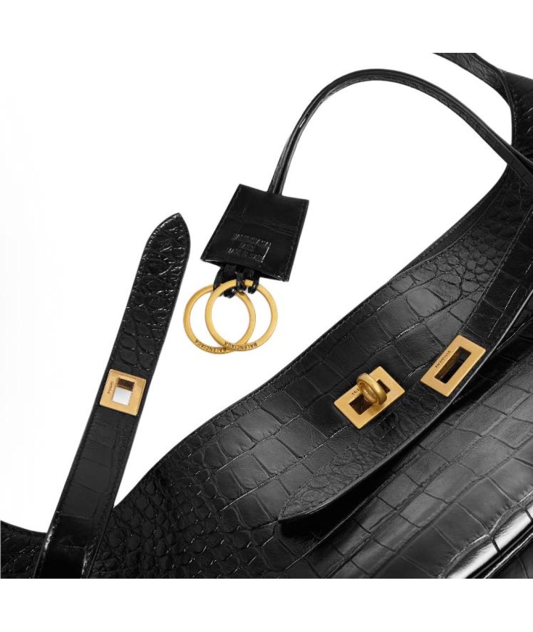 BALENCIAGA Черная кожаная сумка с короткими ручками, фото 5