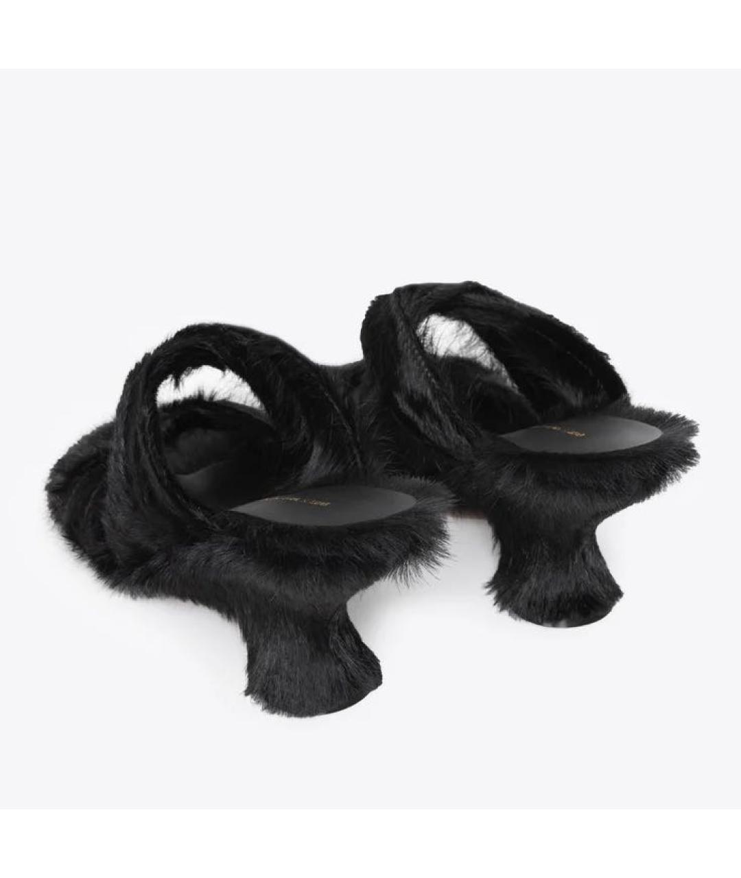 DRIES VAN NOTEN Черные кожаные мюли, фото 4