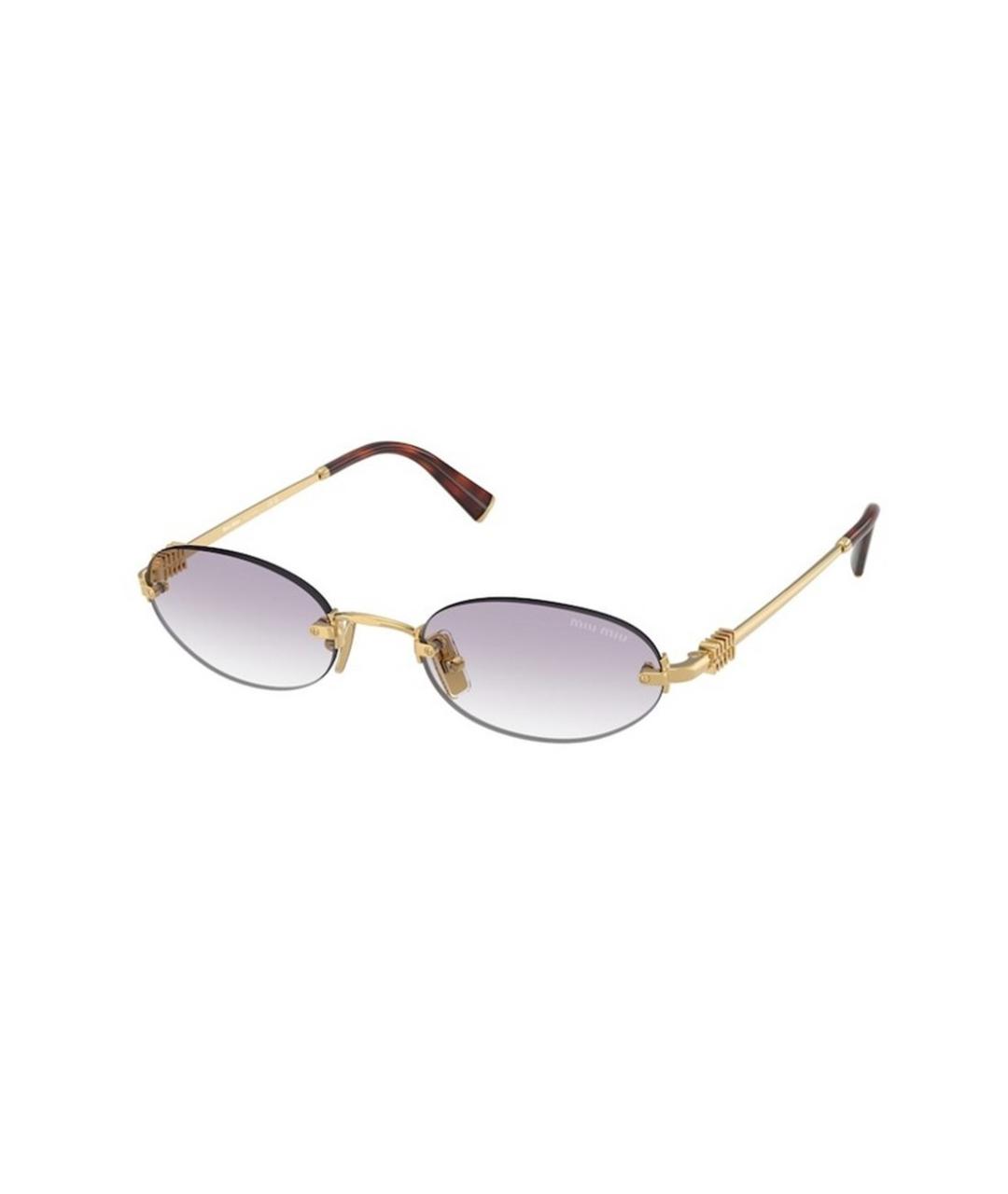MIU MIU Золотые металлические солнцезащитные очки, фото 1
