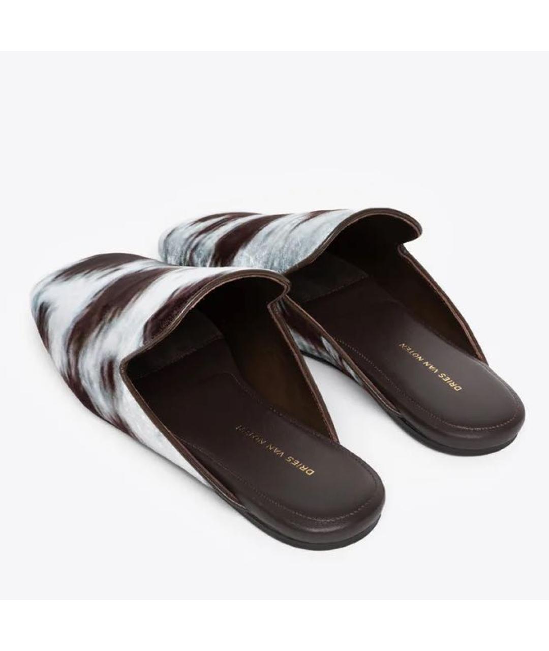 DRIES VAN NOTEN Коричневые текстильные мюли, фото 4