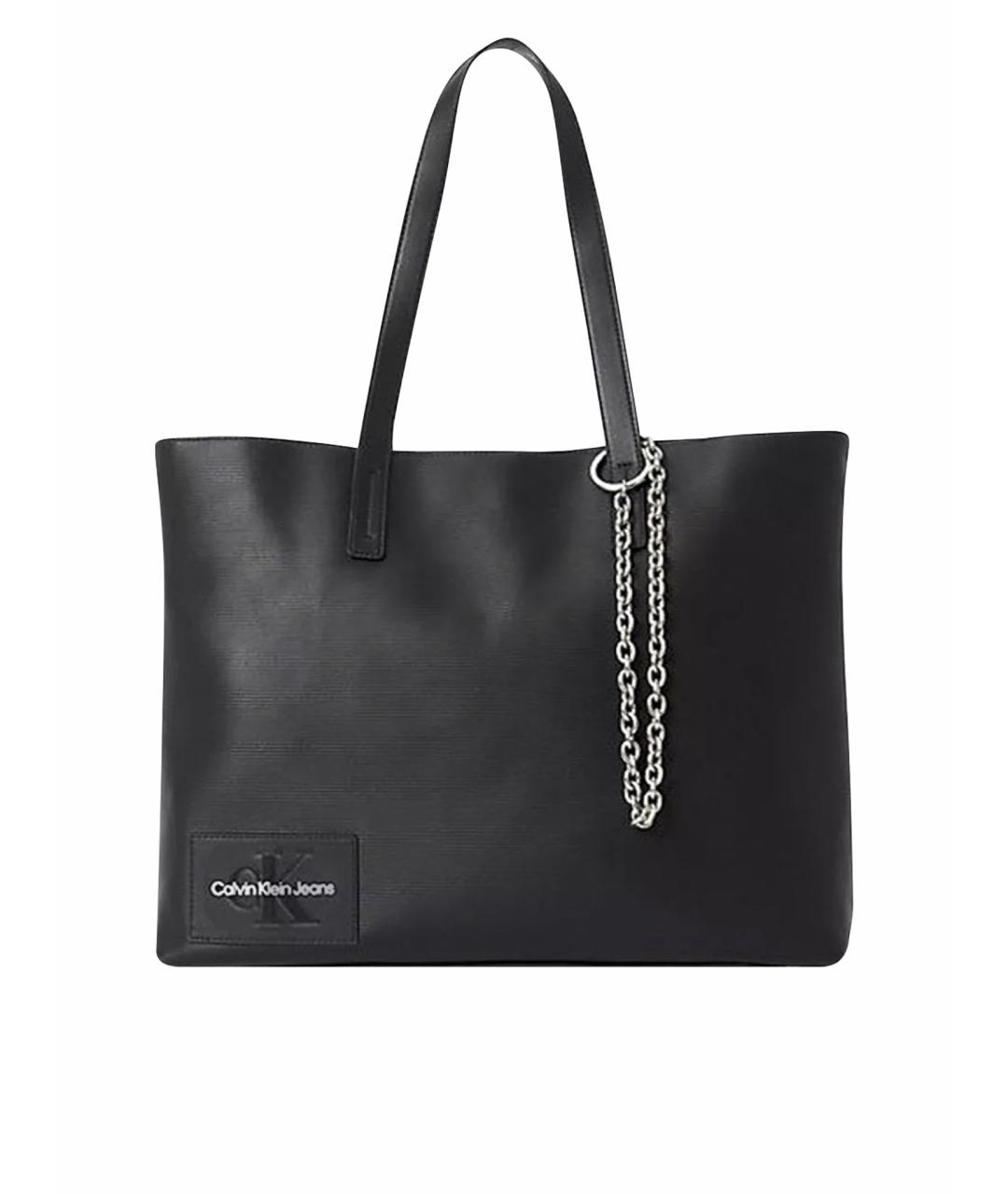 CALVIN KLEIN Черная сумка тоут из искусственной кожи, фото 1