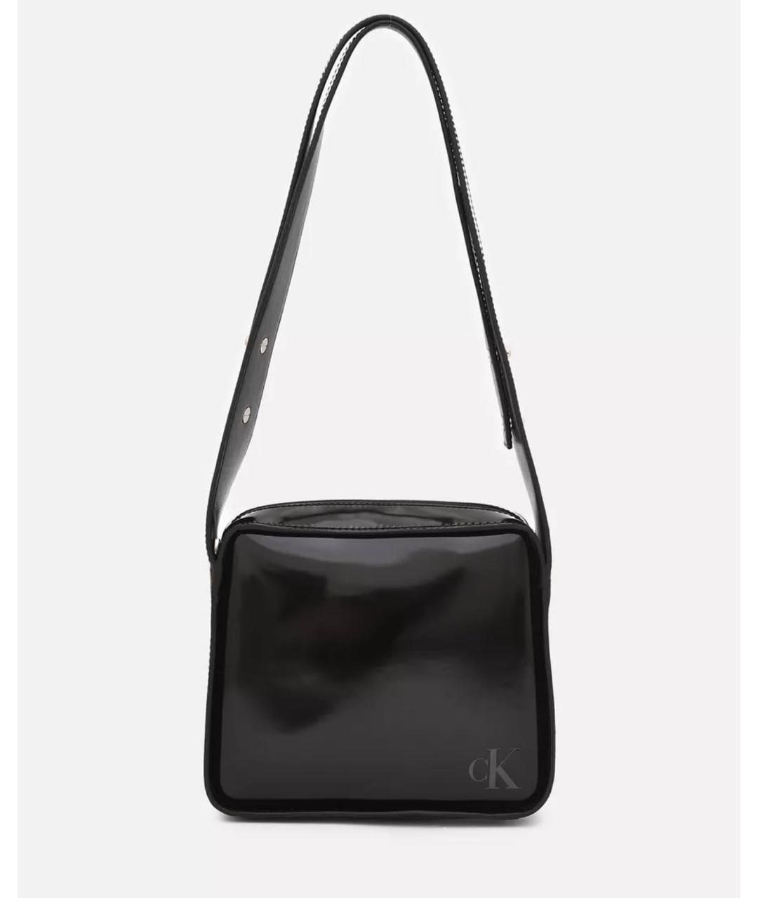 CALVIN KLEIN Черная сумка через плечо из лакированной кожи, фото 3