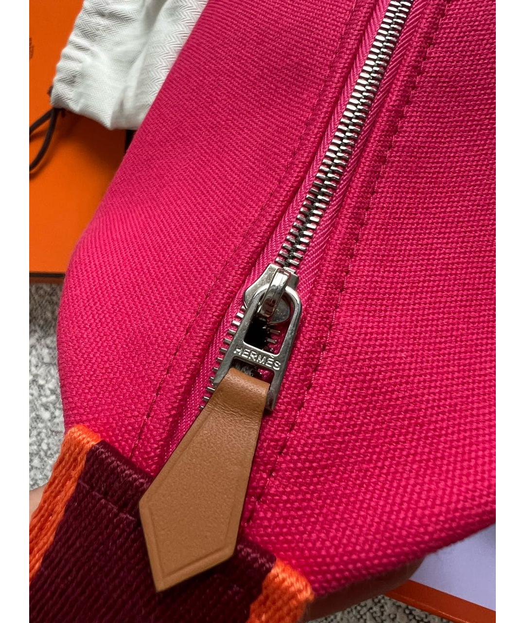 HERMES Фуксия тканевая косметичка, фото 3