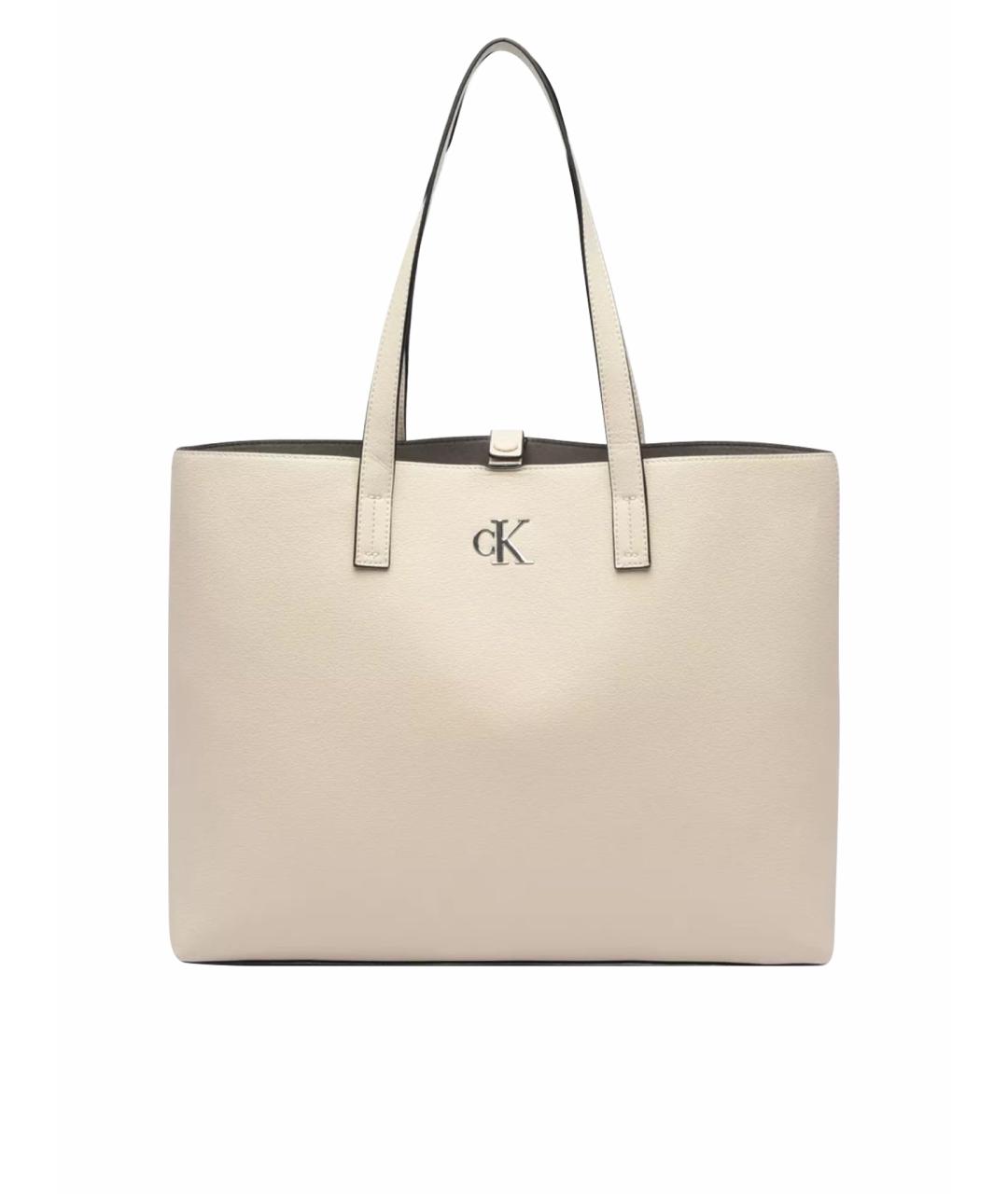 CALVIN KLEIN Бежевая сумка тоут из искусственной кожи, фото 1