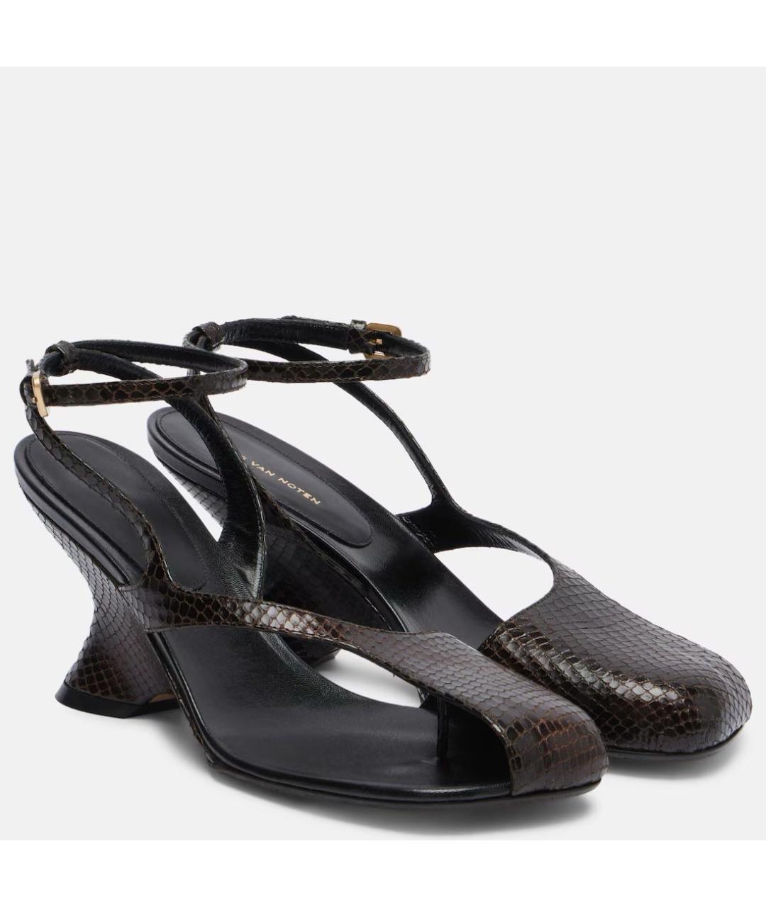 DRIES VAN NOTEN Коричневые кожаные босоножки, фото 2