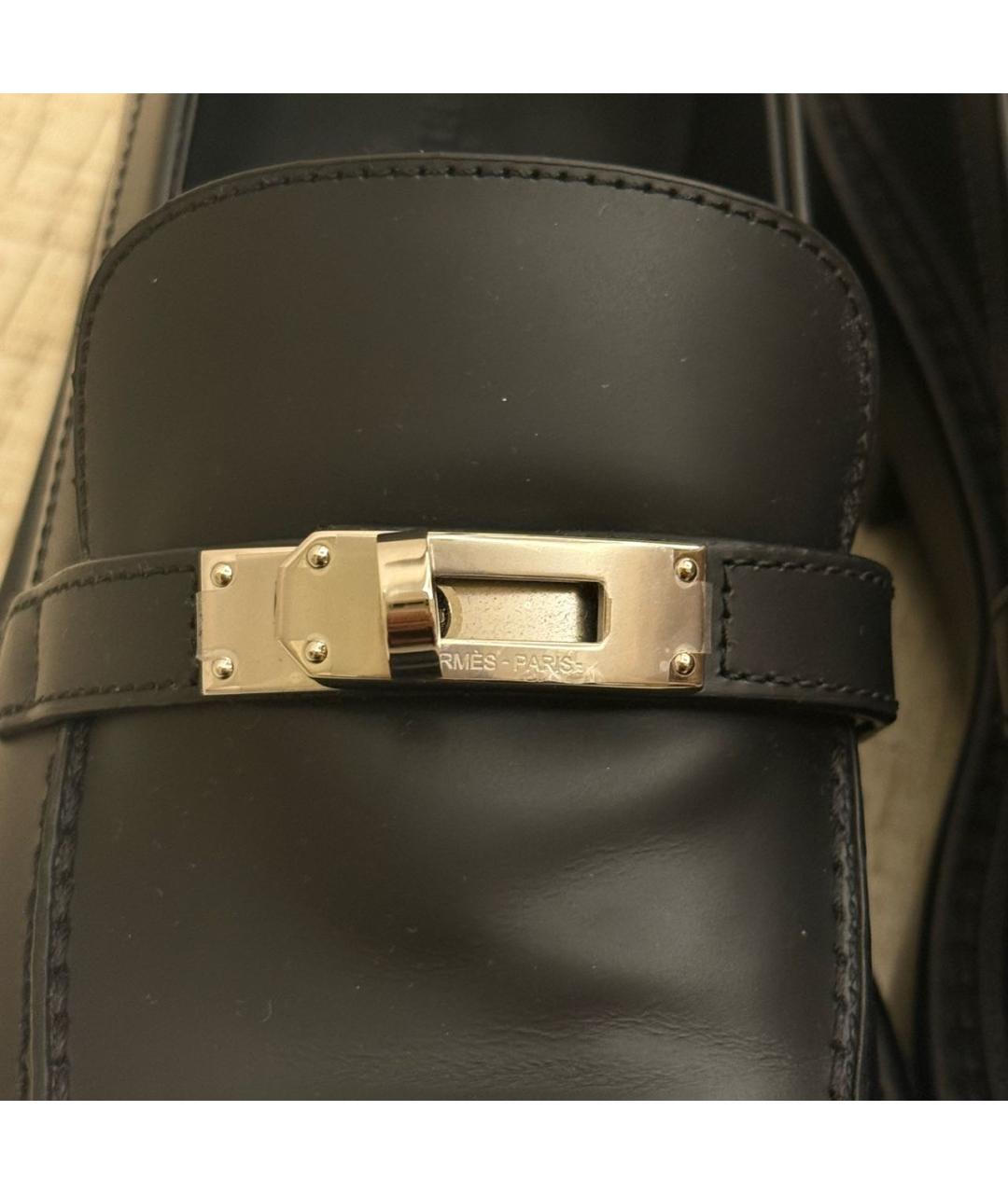 HERMES Черные кожаные лоферы, фото 5