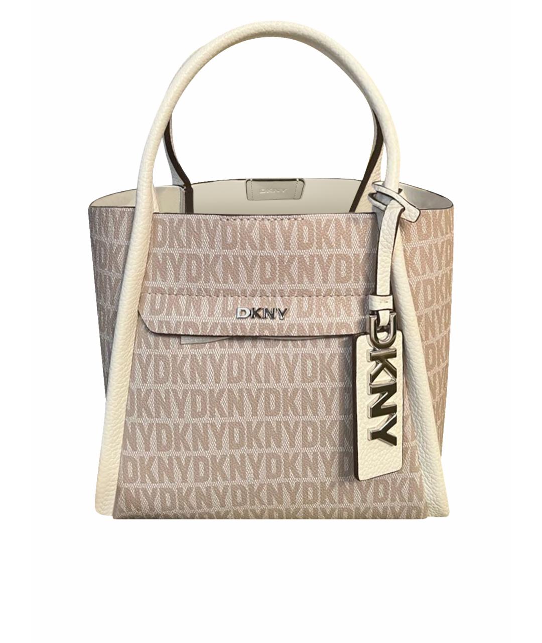 DKNY Бежевая кожаная сумка с короткими ручками, фото 1