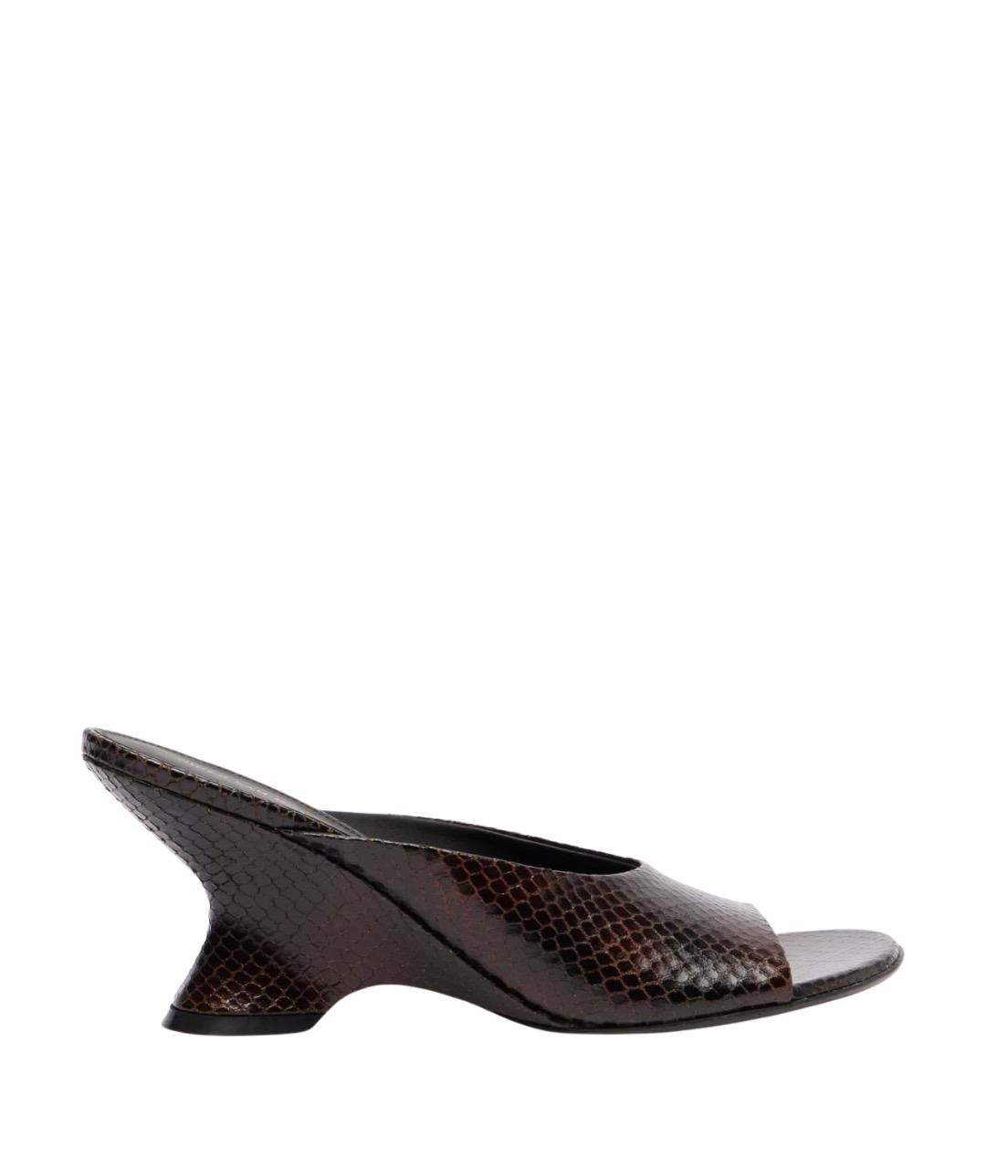 DRIES VAN NOTEN Коричневые кожаные мюли, фото 1