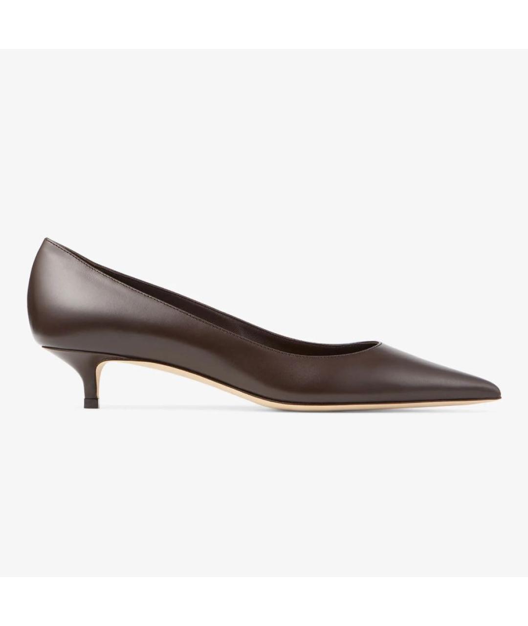 JIMMY CHOO Коричневые кожаные лодочки на низком каблуке, фото 7