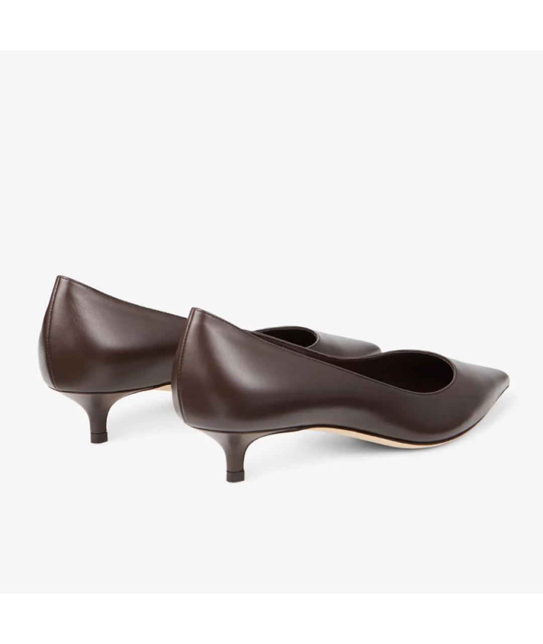 JIMMY CHOO Коричневые кожаные лодочки на низком каблуке, фото 6