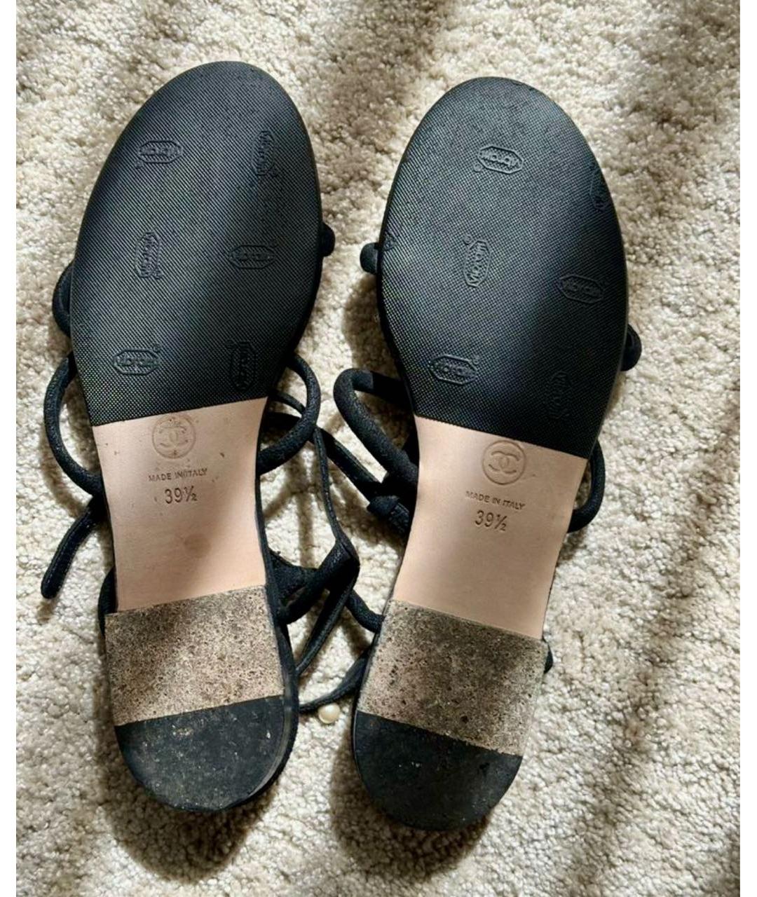 CHANEL Черные кожаные сандалии, фото 4