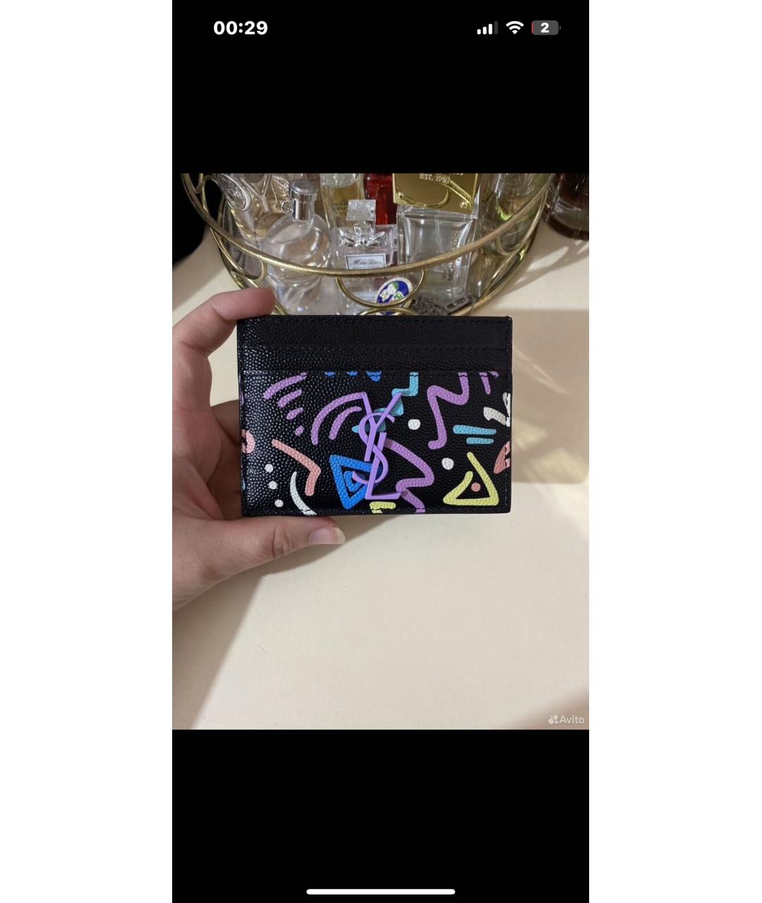 YVES SAINT LAURENT BEAUTY Черная визитница из лакированной кожи, фото 5