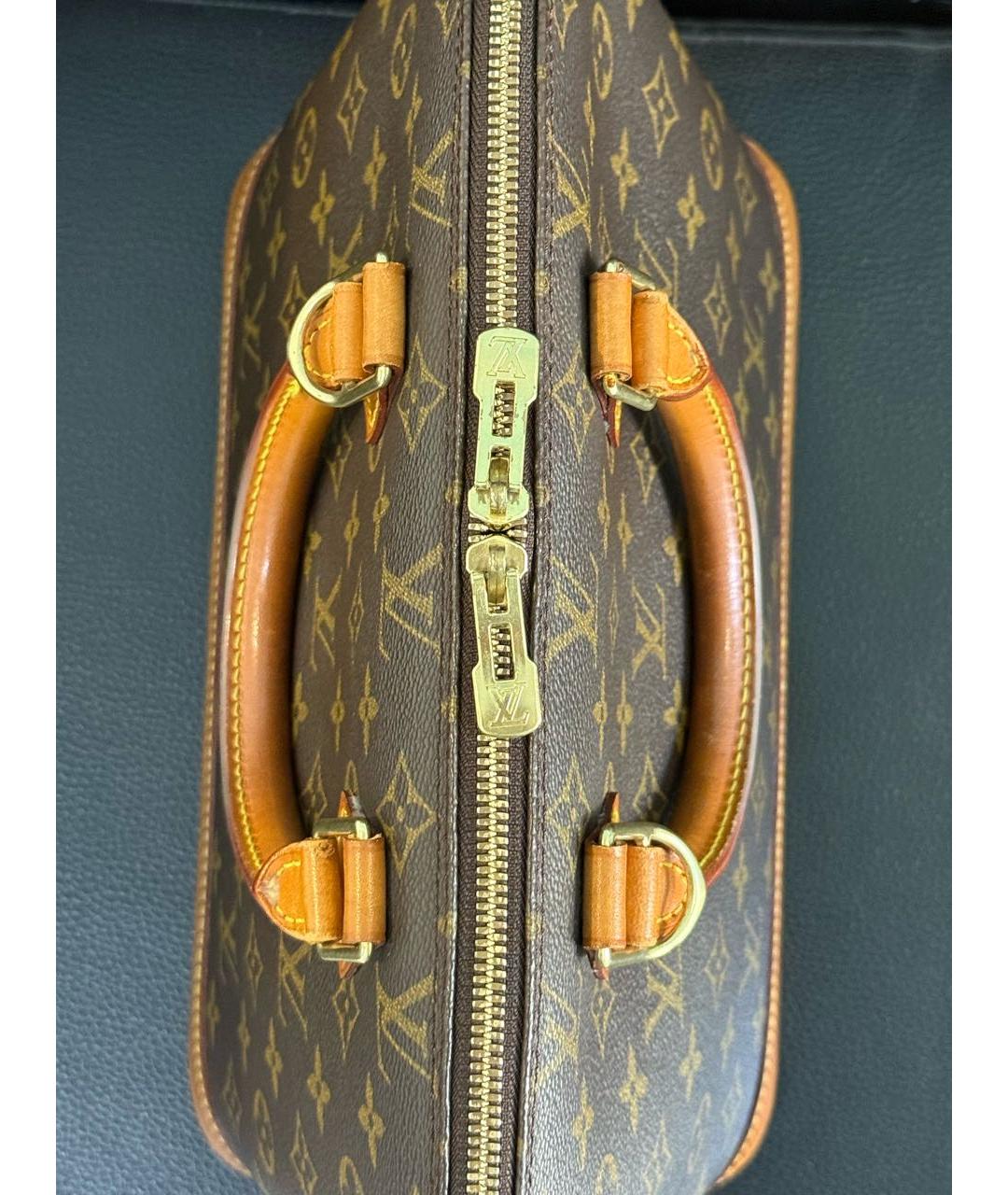 LOUIS VUITTON Коричневая кожаная сумка с короткими ручками, фото 7