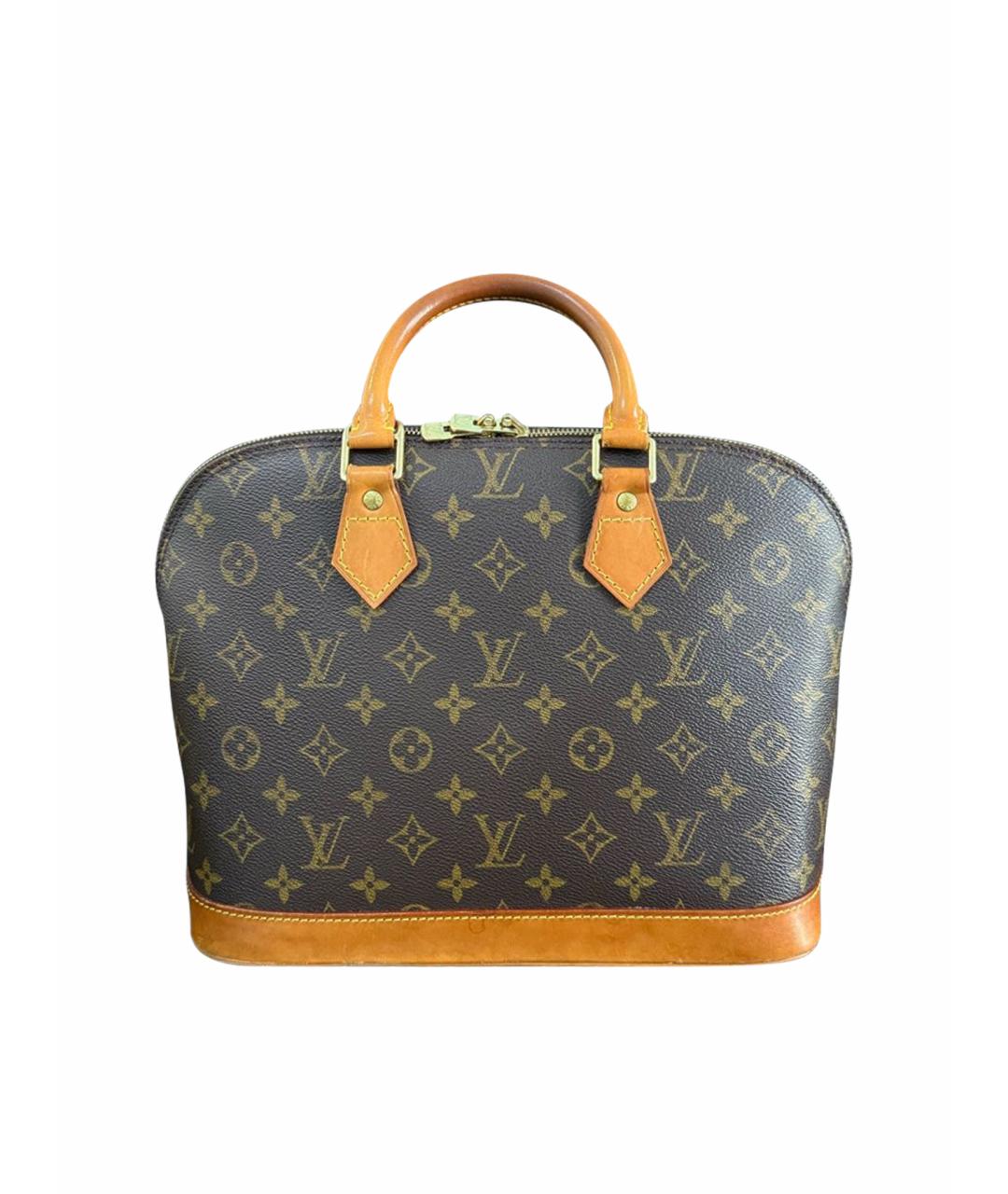 LOUIS VUITTON Коричневая кожаная сумка с короткими ручками, фото 1
