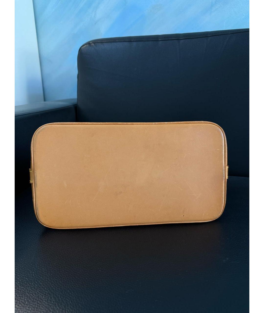 LOUIS VUITTON Коричневая кожаная сумка с короткими ручками, фото 5