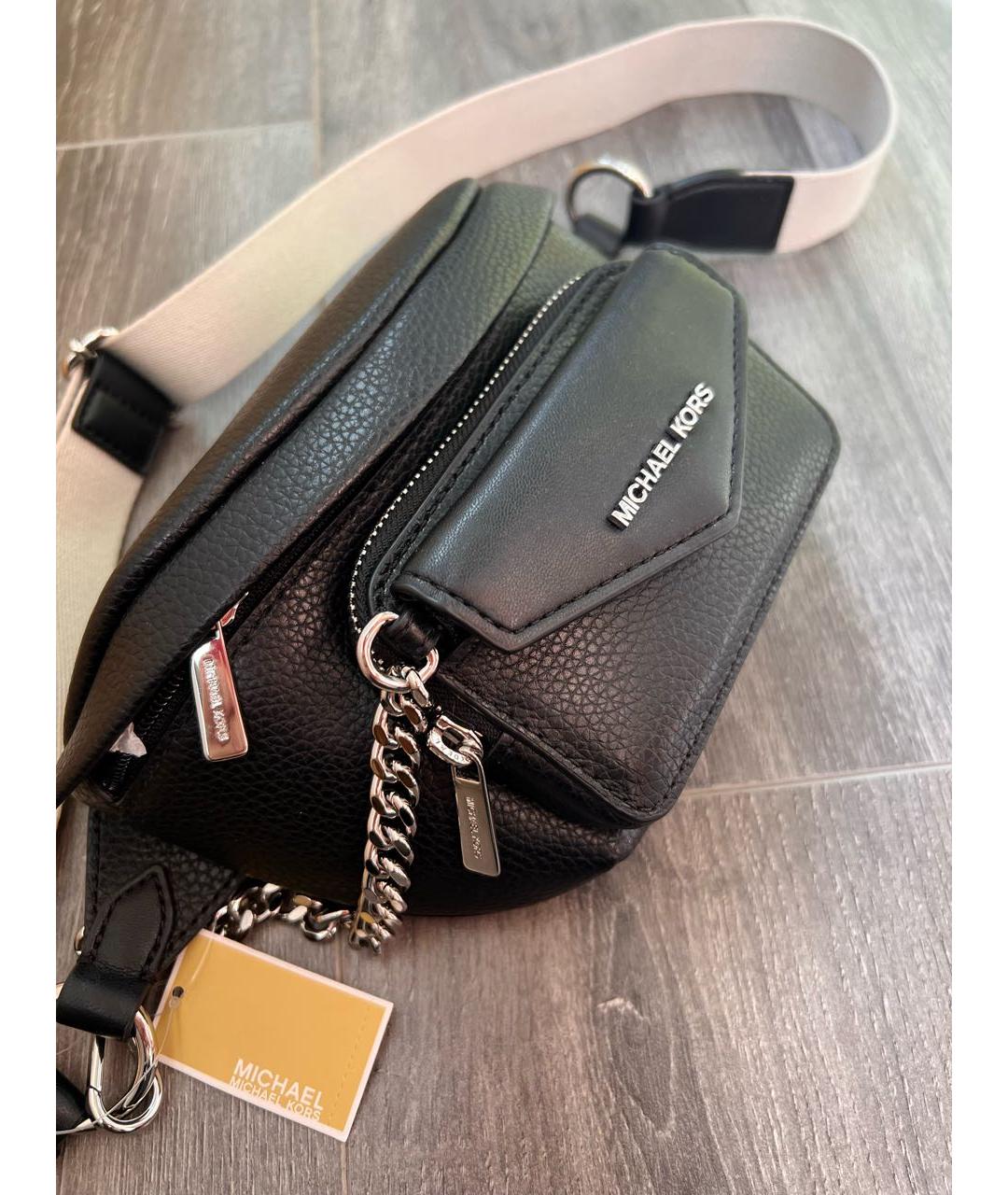MICHAEL KORS Черная кожаная поясная сумка, фото 9