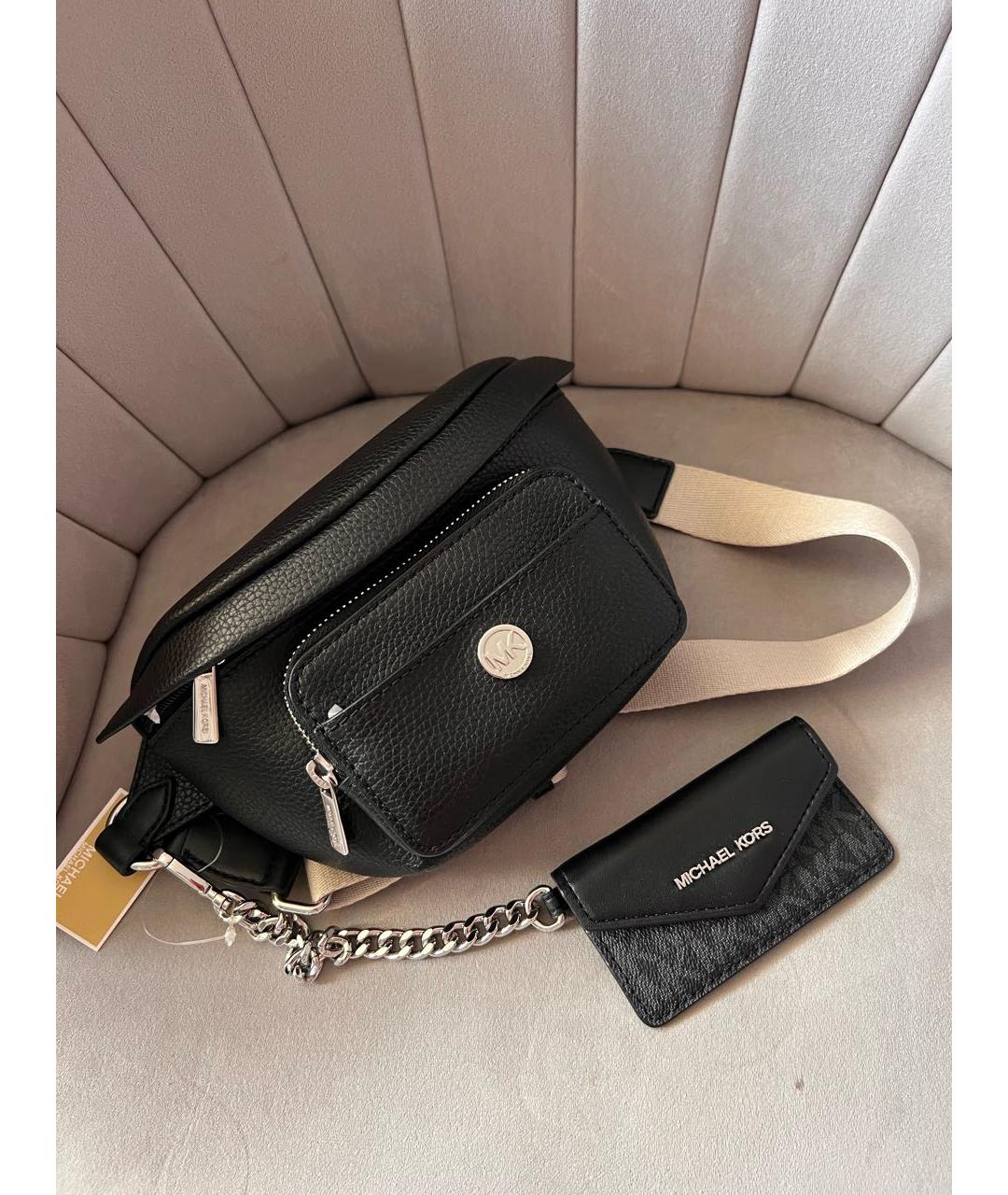 MICHAEL KORS Черная кожаная поясная сумка, фото 7