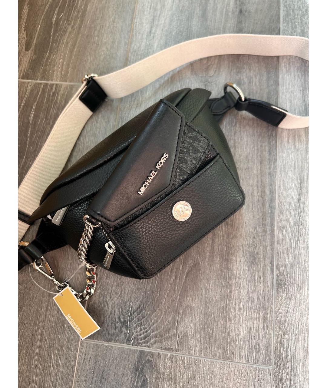 MICHAEL KORS Черная кожаная поясная сумка, фото 2
