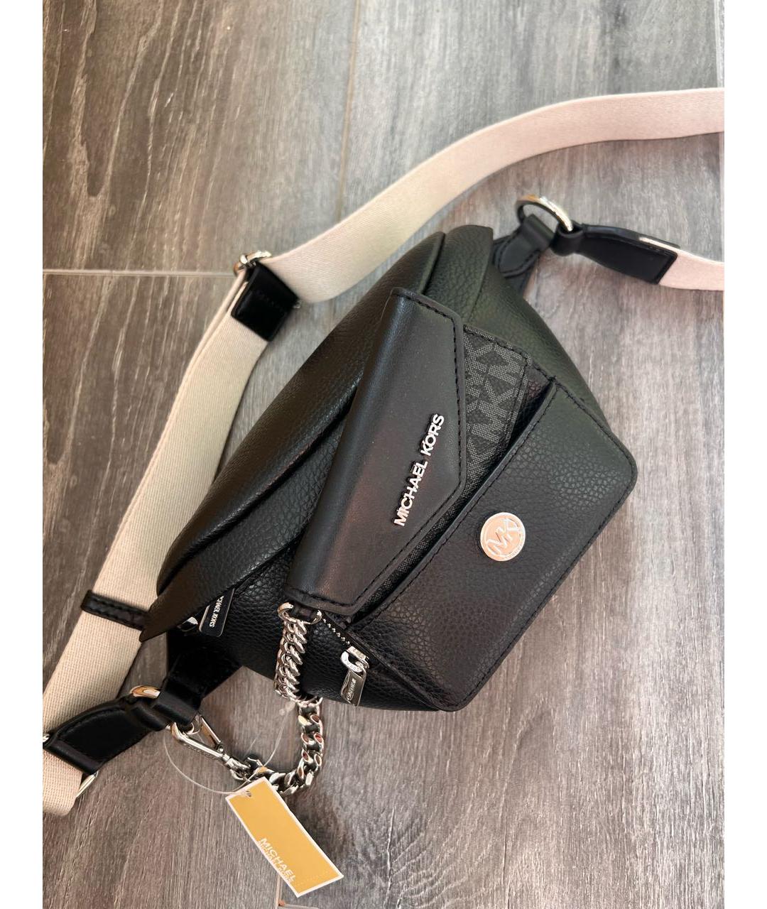 MICHAEL KORS Черная кожаная поясная сумка, фото 5