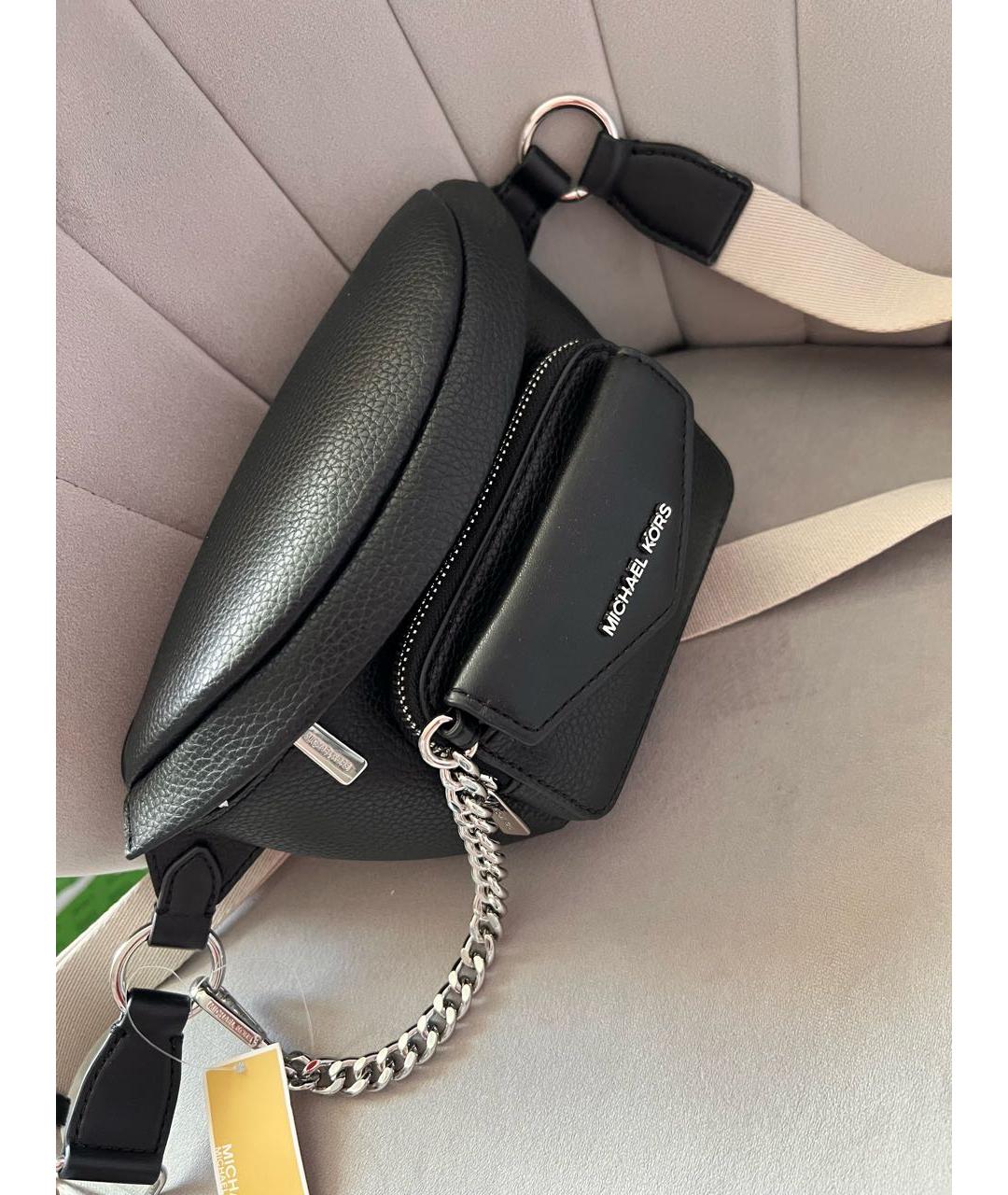 MICHAEL KORS Черная кожаная поясная сумка, фото 3