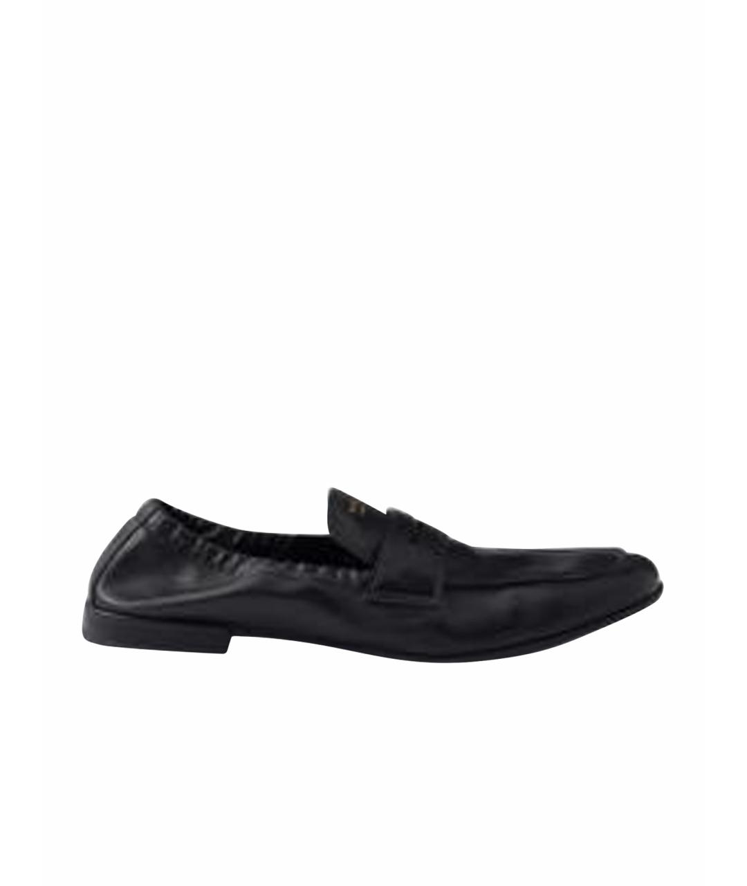 PRADA Черные кожаные мокасины, фото 1