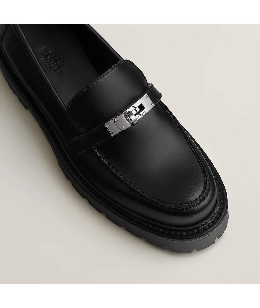 HERMES Черные кожаные лоферы, фото 5