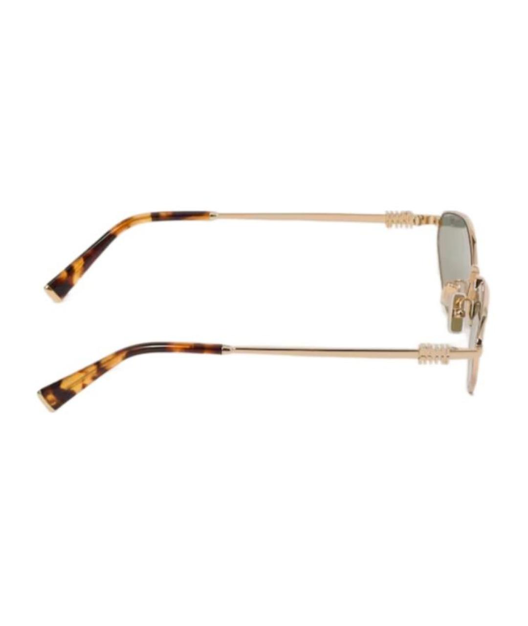 MIU MIU Золотые металлические солнцезащитные очки, фото 4