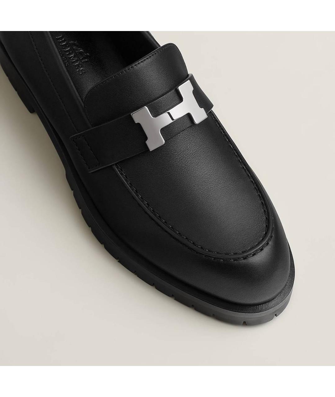 HERMES Черные кожаные лоферы, фото 6
