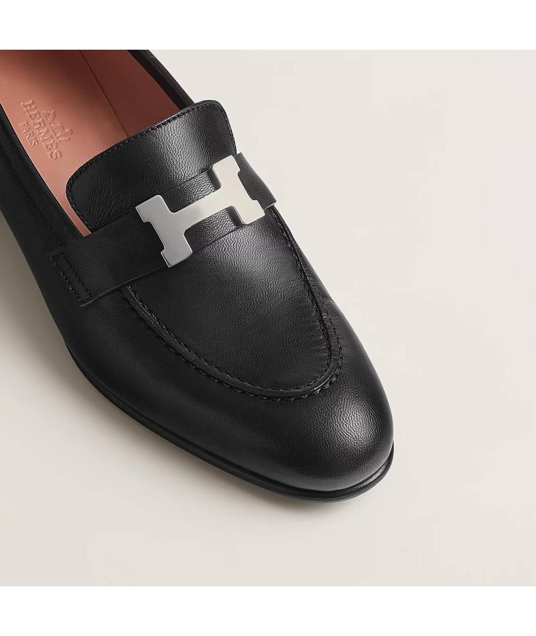 HERMES Черные кожаные лоферы, фото 5