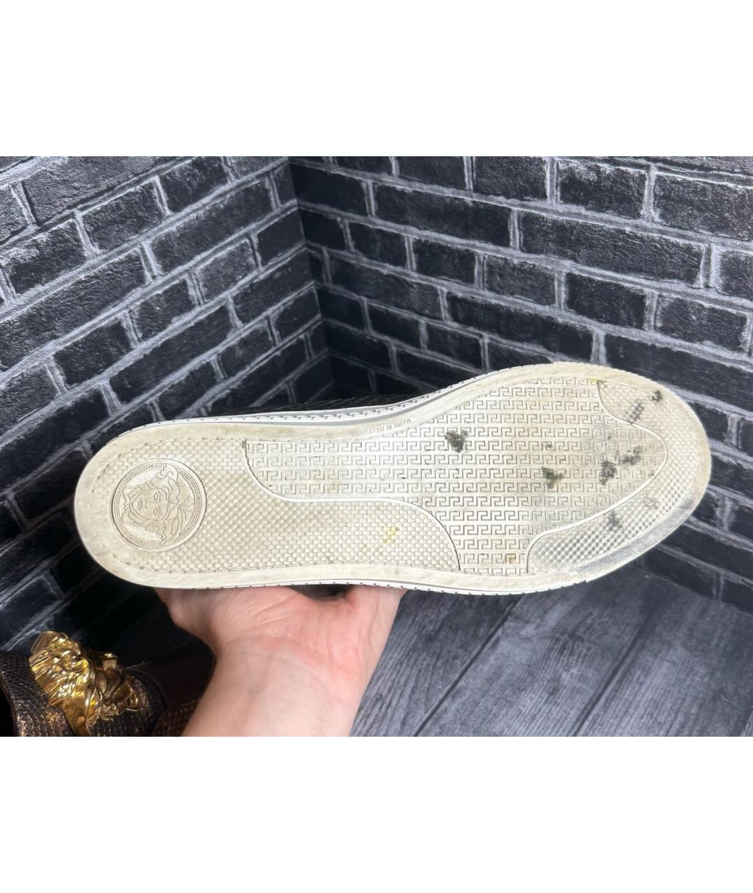 VERSACE Золотые высокие кроссовки / кеды из экзотической кожи, фото 7
